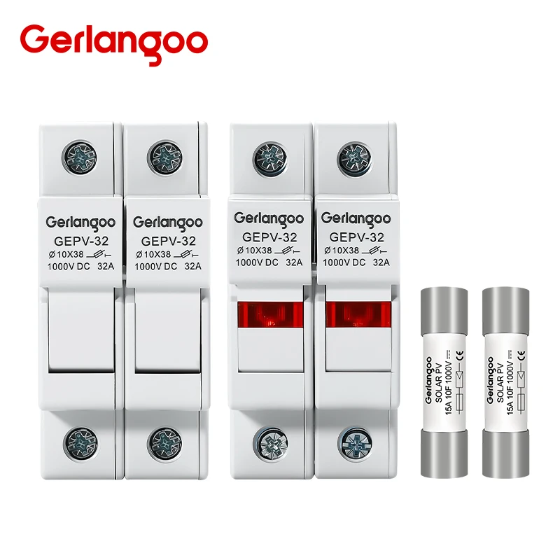 DC Fuse Holder 2P Parallel 10*38mm High Voltage Solar PV 1000V 6A-32A Base Photovoltaic System Protection One Set