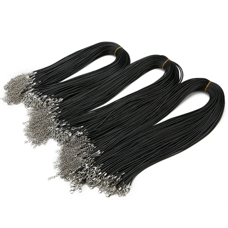 

Fashion 1.5MM 45cm 60cm 70cm mixed black Wax cords lobster clasp necklace lanyard rope Jewelry pendant 100pc Free shipping