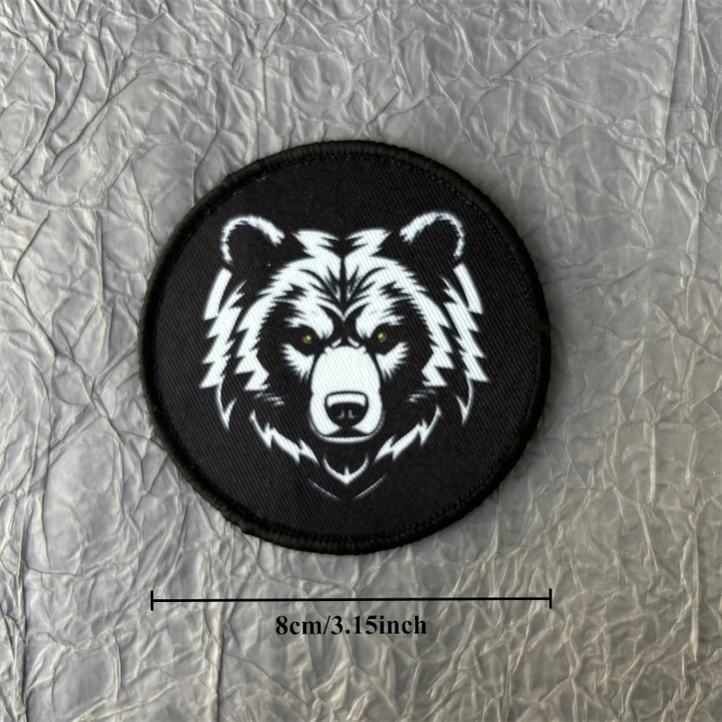 Black Bear Tactical Morale Badge with Hook and Loop for Backpacks and Apparel