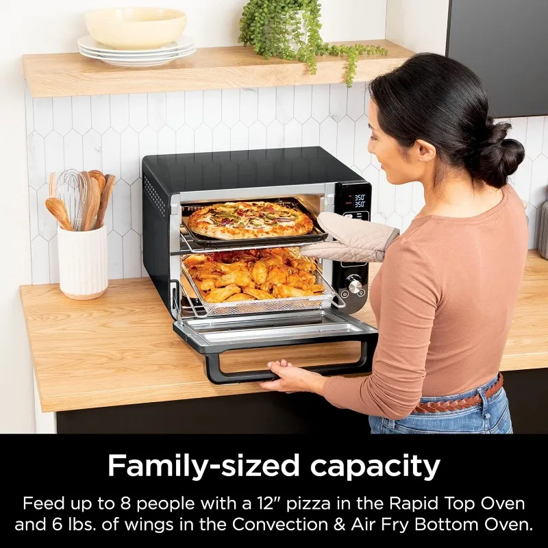 Ninja, Toaster Oven, Double Oven with FlexDoor, FlavorSeal & Smart Finish, Rapid Top Oven, Air Fry, Bake, Roast, Toast, Fry 6