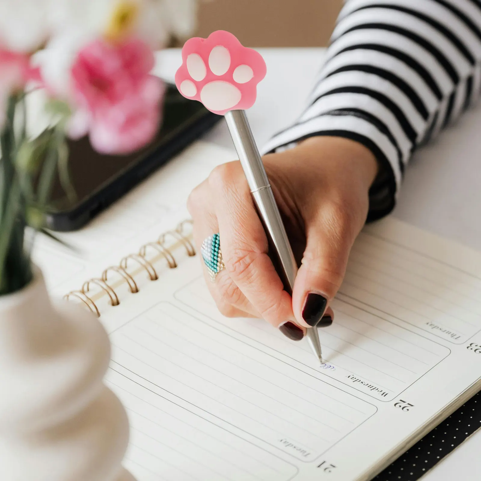 10Pcs 핑크 고양이 발 연필 캡 부드러운 교체 가능한 보호 장치 귀여운 학교 사무용품 필수 액세서리 연필 캡