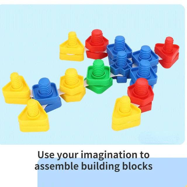 Nut Plastic Pairing Assembly Inserting Blocks Screws Building Block Educational Toys Montessori Scale Model Child Brain Training 5