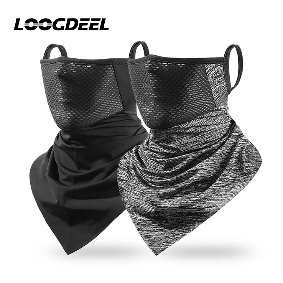Maschera da ciclismo LOOGDEEL Protezione solare Ice Silk Traspirante Copricapo Collo Pesca Sciarpa triangolare Viso Orecchie UV_voghion.com