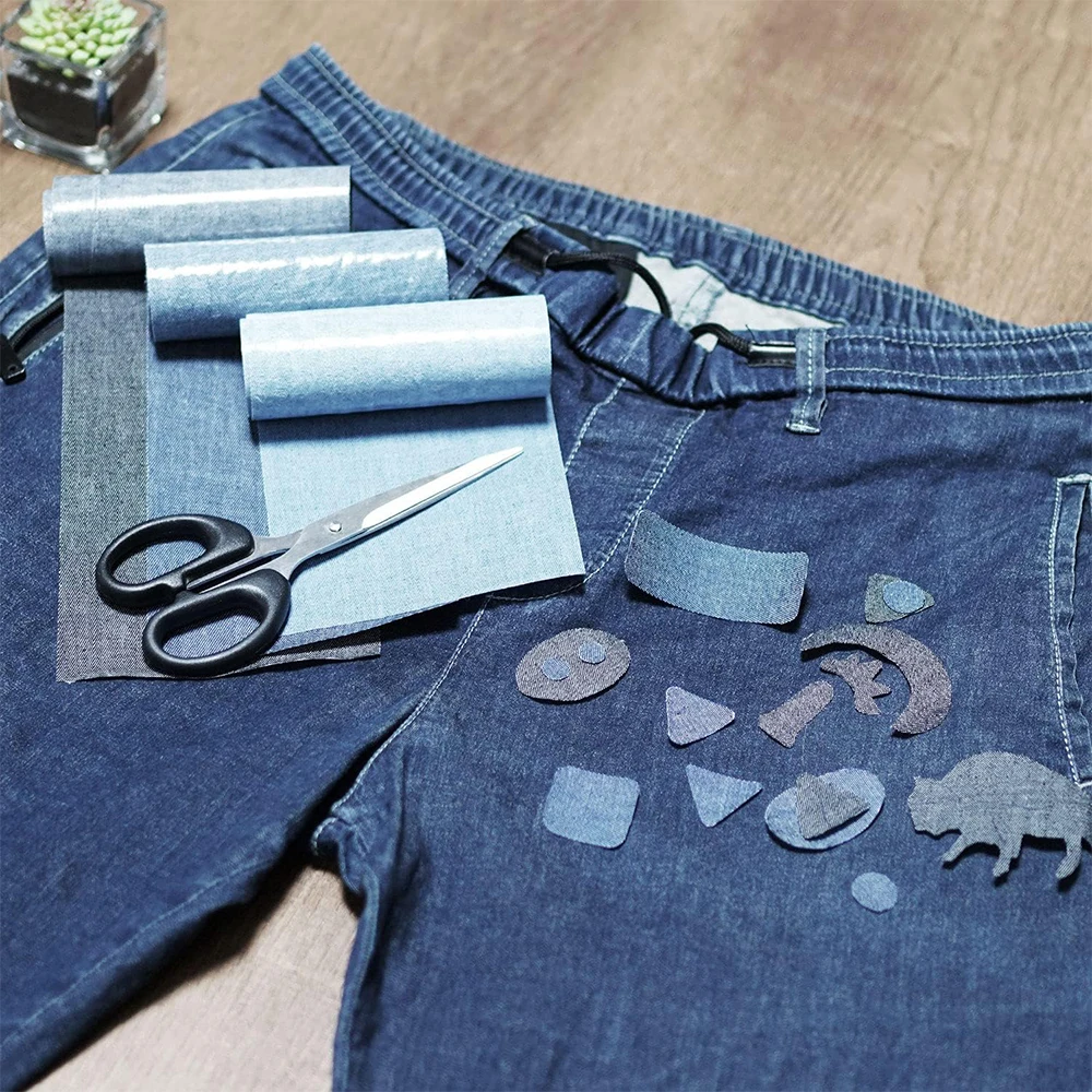 5 Rotoli Toppe Termoadesive Per Jeans - 8x50cm Con Ago E Filo, Riparazione Vestiti E Decorazioni Fai Da Te