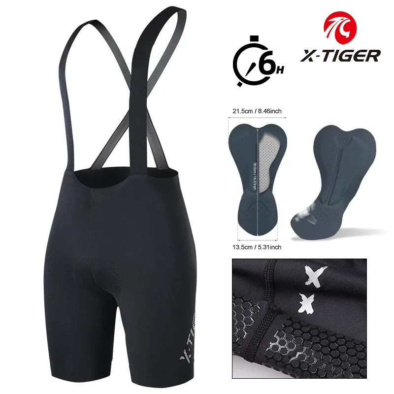 X-TIGER Road Bike Bib Pants Cycling Shorts Comfortable and breathable cycling bib trousers Quick-drying Sports Bib Pants