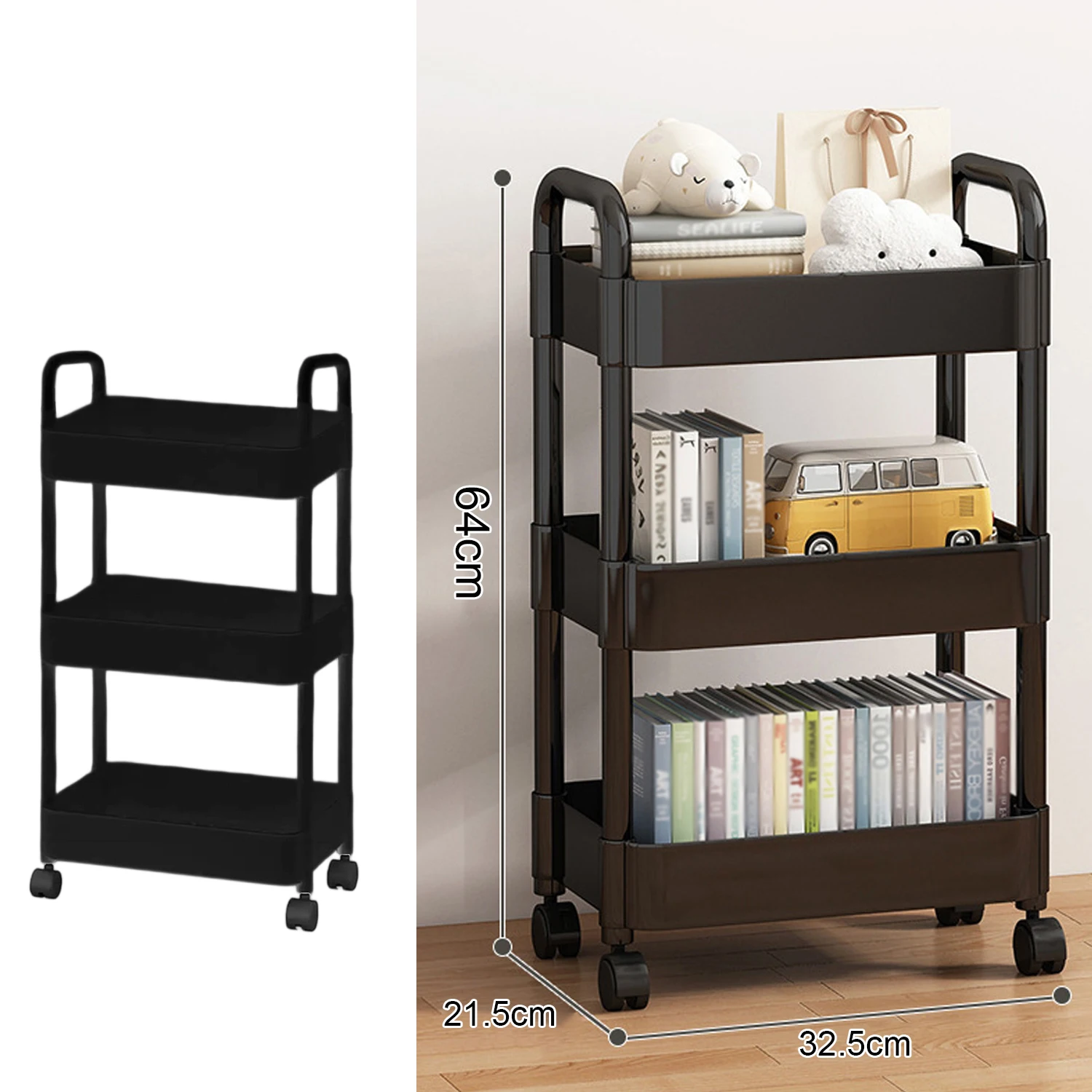 Meerlaagse opbergrekken voor kleine karren, zware organizerwagen, beweegbare opbergwagen, keuken, badkamer, snacksrek met wielen