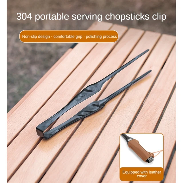 Kültéri Rozsdamentes Acél Barbecue Klipek Szett Oszlopok Kenyér Klip Fekete Megosztó Pálcikák Steak Ételklip - Image 2