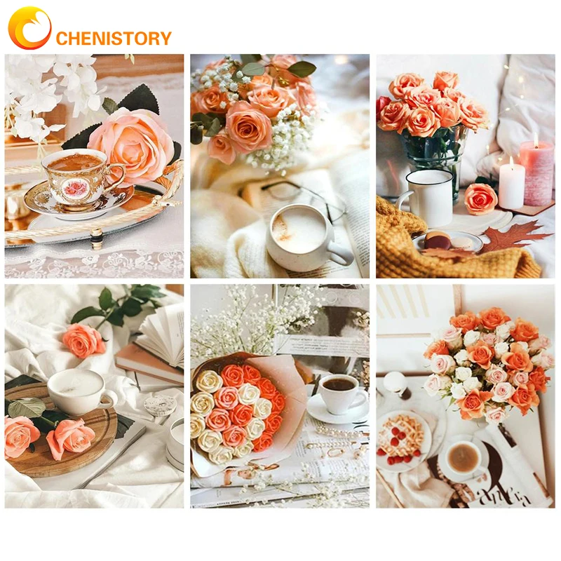 

CHENISTORY 5D Diy Diamond Painting Kit Flowers Embroidery Diamond Full Round Square Drill Diamond Mosaic Handicrafts Wall Art