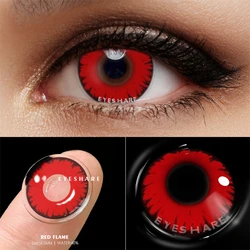 Enhance Your Look with Red Anime Cosplay Color Contact Lenses - Ideal for Halloween and Beauty Makeup, Yearly Wear, 14.5mm (REDFLAME)