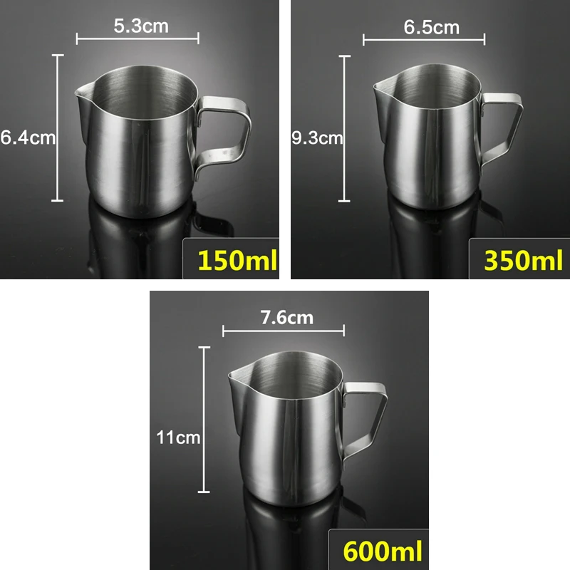150-1000ml Stainless Steel Milk Jug Frothing Pitcher Latte Espresso Coffee Jug Barista Craft Cappuccino Milk frother Cream Cup milk frother jug milk frothing jug