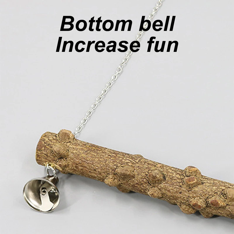 Wood Parrot Stand Pole Swing Toy with Bell for Bird Tiger Skin Claw Grinding Beak Grinding Stand Pole Bird Cage Accessories 5
