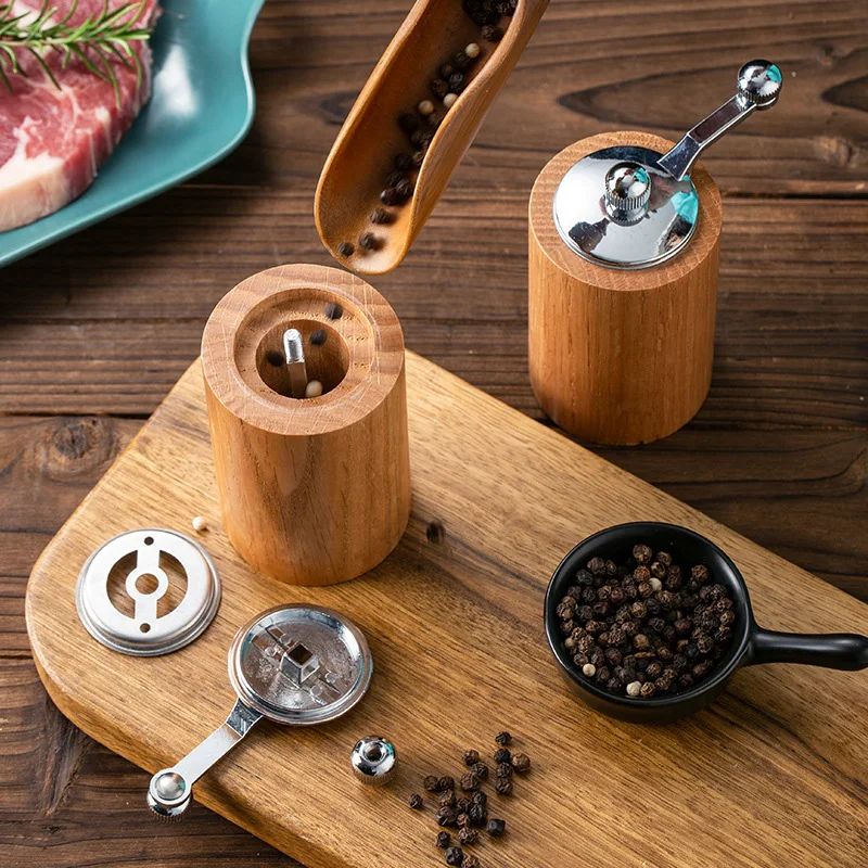 Manual Pepper Grinder Wooden Salt Grinder for Kitchen Spice Pepper Mills Adjustable Coarseness Grinding Kitchen Gadgets