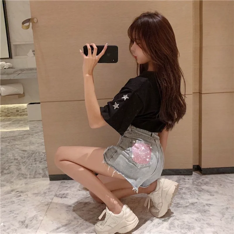Short Pants for Women To Wear Sexy Ripped Womens Shorts Home Loose Jeans Baggy Denim Youthful Outdoor Summer Design New In Hot