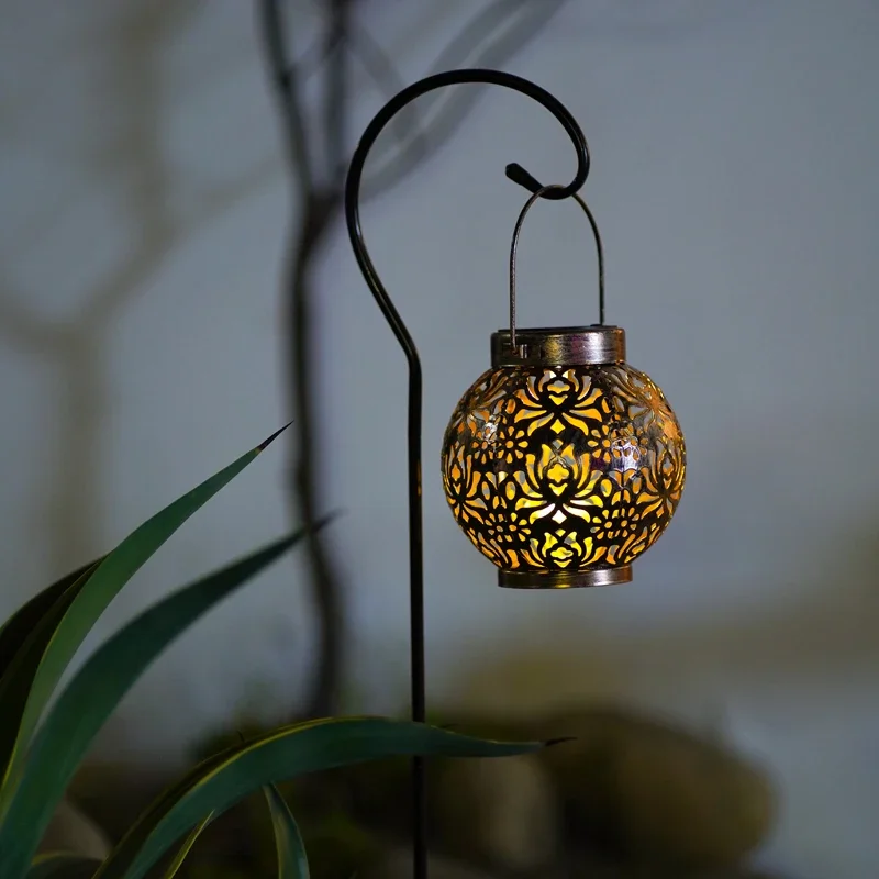 Description Picture 6 of itemSolar Hanging Small Night Lamp Cage Hollow Iron Landscape Courtyard Garden Lawn Floor Outlet Projection Lamp