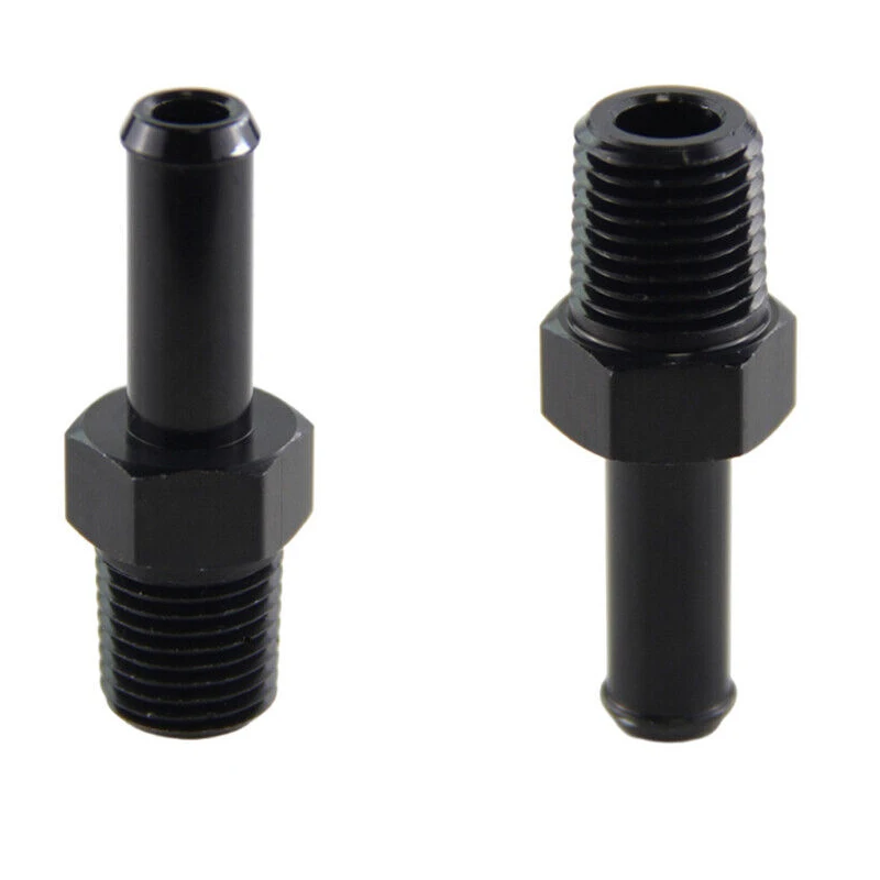 2pcs Aluminum Alloy AN6 1/4" NPT 13.6mm Male To 3/8" 9mm Hose Barb Straight Adapter Fitting Black New High Quality