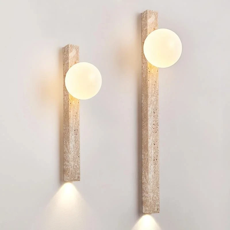 Led Wall Lamp Retro Long Yellow Cave Stone Bedroom Bedside Cream Style High-end Home Decoration Stair Aisle