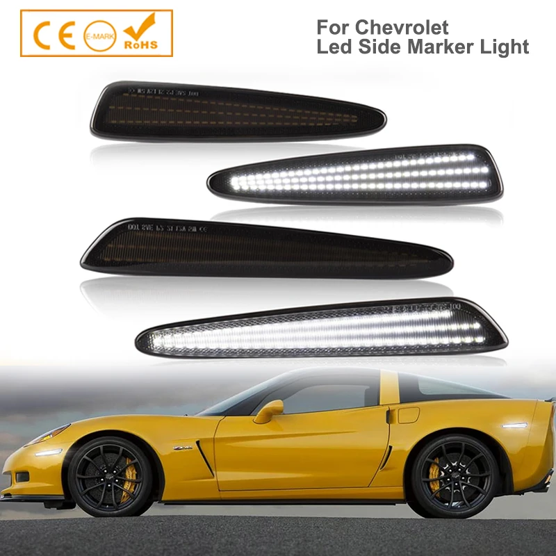 

OEM#10440721, 10440722, GM2551196, 10316651 Front & Rear 4Pcs LED Side Marker Turn Signal Light for Chevy Corvette C6 2005-2013