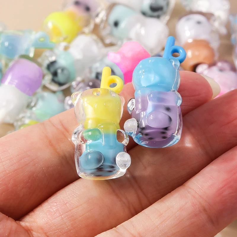 Leslie 10 Stück Mix Stile Sommer Glas Wunschflasche Milch Teetasse Ohrring Charms DIY Schlüsselanhänger Halskette Anhänger Schmuckherstellung – Detail 13