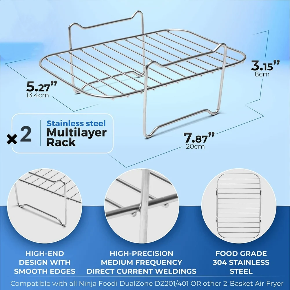 Ninja Dual Air Fryer 304 Stainless Steel Ninja DZ201 Air Fryer, Air Fryer  Rack