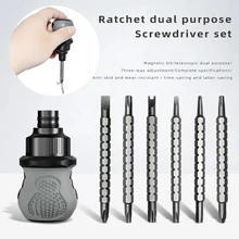 

Magnetic Ratchet Telescopic Cross Screwdriver Set Short Handle Groove Drill Dual Purpose Chrome Vanadium Steel Repair Tools