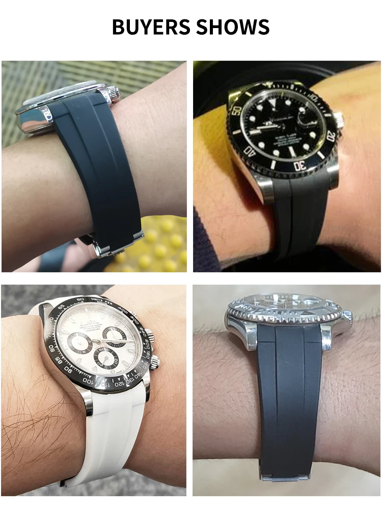 Фото Ремешок для часов Rolex DAYTONA SUBMARINER yach- Master GMT Explorer Silicone 20, резиновый ремешок для часов, браслет, цепочка №3