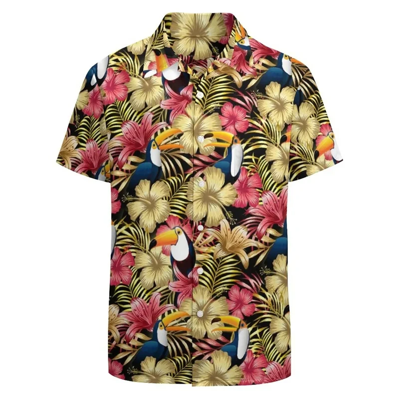 thumbnail image 1 of Camisa hawaiana clásica de verano con estampado 3D para hombre, divertida camisa de manga corta con cuello abotonado y múltiples elementos para fiestas con patrón retro, 1 of 5