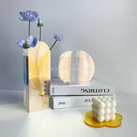 Acrylic vase 3D Geometry Acrylic Flower Pot Nordic Flower Wave Shape Not Fragile Flower  Holder Home Decorat 2