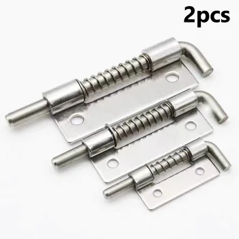 2PCS Spring Loaded Latch Pin 304 Stainless Steel Silver Window Cabinet Hinges Security Door Bolt Latch For Household Hardware 1
