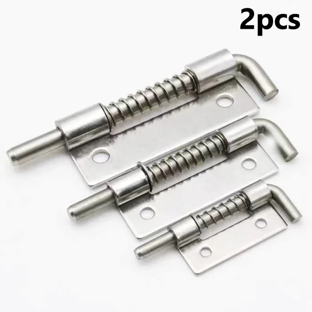 2PCS Spring Loaded Latch Pin 304 Stainless Steel Silver Window Cabinet Hinges Security Door Bolt Latch For Household Hardware 1