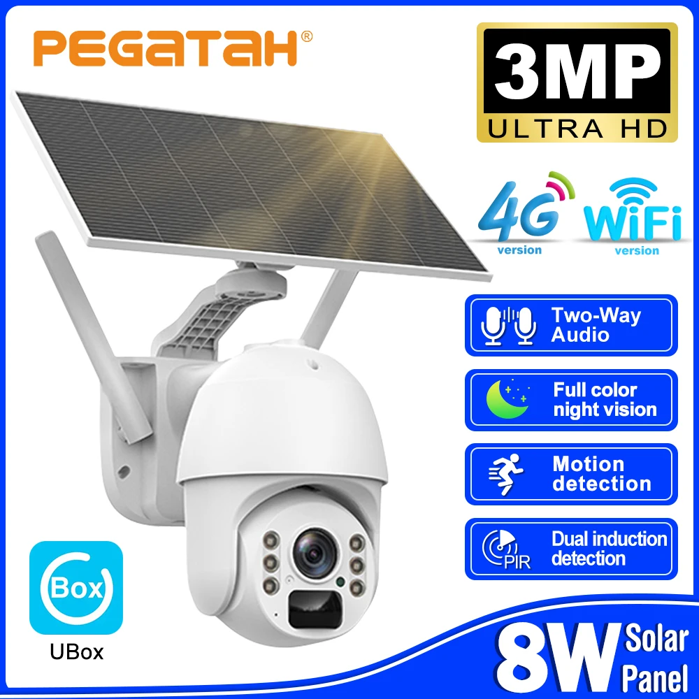 BIG SALE 4G Sim Card Solar Camera Outdoor Battery PIR Human Detection CCTV IP Cameras Color Night Vision Waterproof UBOX