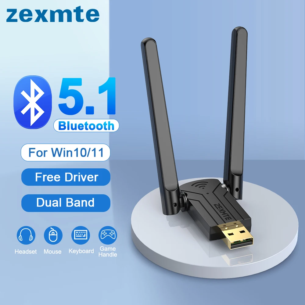 ZEXMTE Adaptateur USB Bluetooth 5.0 Dongle USB Adaptateur sans Fil