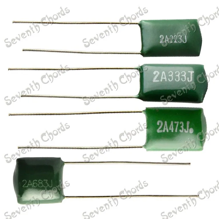 

12 Pcs Electric Bass Guitar Polyester capacitors 2A223J 100V 0.023UF/2A333J 100V 0.033UF/2A473J 100V 0.047UF/2A683J 100V 0.068UF
