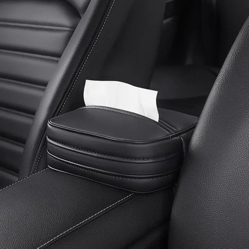 

Car Tissue Box Sun Visor Hanging Holder PU Leather Automobile Tissue Dispenser Travel Napkin Storage Organizer for Car Backseat