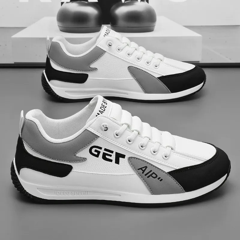 Men Casual Sneakers Trend Pu Leather Breathable Male Running Shoes Non-Slip Footwear Vulcanized Shoes Outdoor Non-slip Trainers