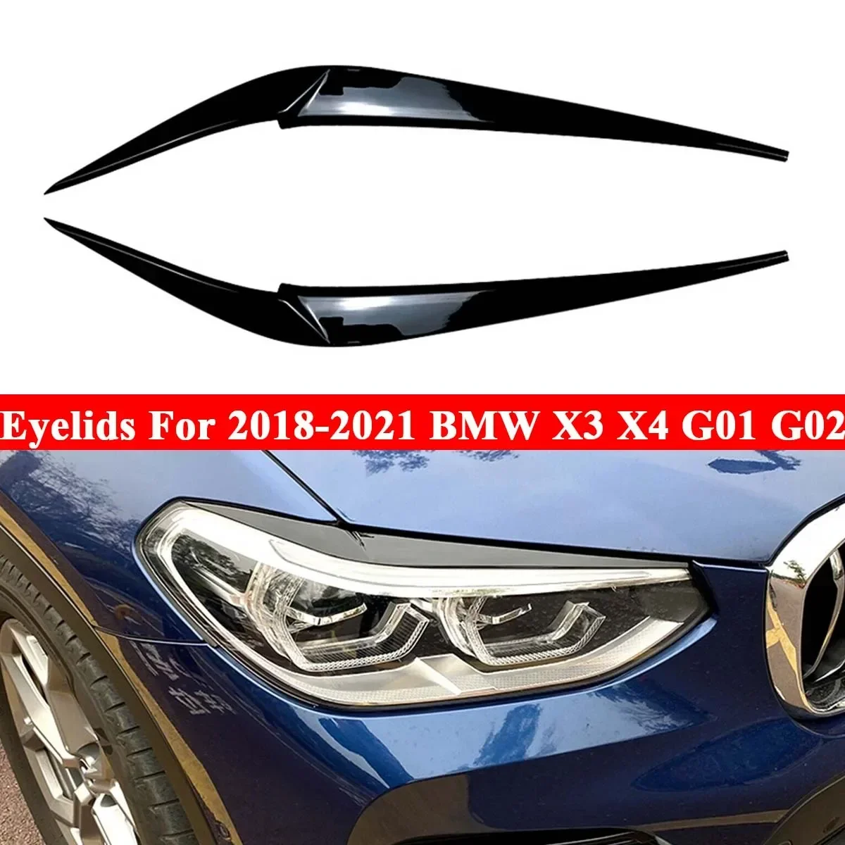 

For BMW X4 X3 G01 G02 2018 2019 2020 2021 Front Headlight Eyebrows Cover Eyelids Lids Sticker Trim Body Kit Car Accessories