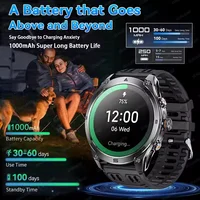 Montre connectée sportive GPS durable pour l'extérieur, modèle 2026, avec GPS intégré, batterie 1000 mAh, étanche 10 ATM, écran AOD 1,75 pouces, montre militaire pour homme 6