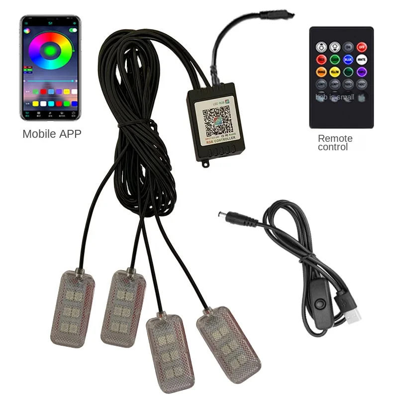 4 stücke Auto Atmosphäre Led Fuß Licht USB Leichter umwelt dekorative lichter Auto Innen Umgebungs Lampen mit APP Dual control