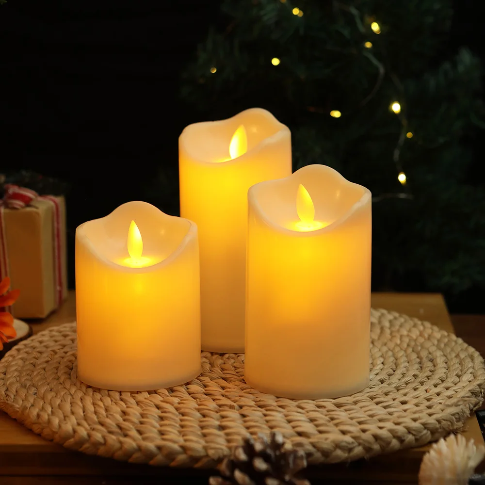 Bezpłomieniowe zasilanie bateryjne świece wotywne doprowadziły podgrzewacze elektrycznej fałszywej świecy z ruchomy knot lampami dekoracje weselne świecami
