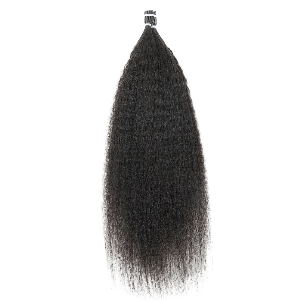 Kinky Straight I Tip Human Hair Extensions Cuticles Remy Micro Link With Free Beads 1.5cm 12
