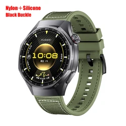 Premium Adjustable Nylon + Silicone Watch Strap, 22mm Bracelet Correa for 22MM Universal (Green Black)