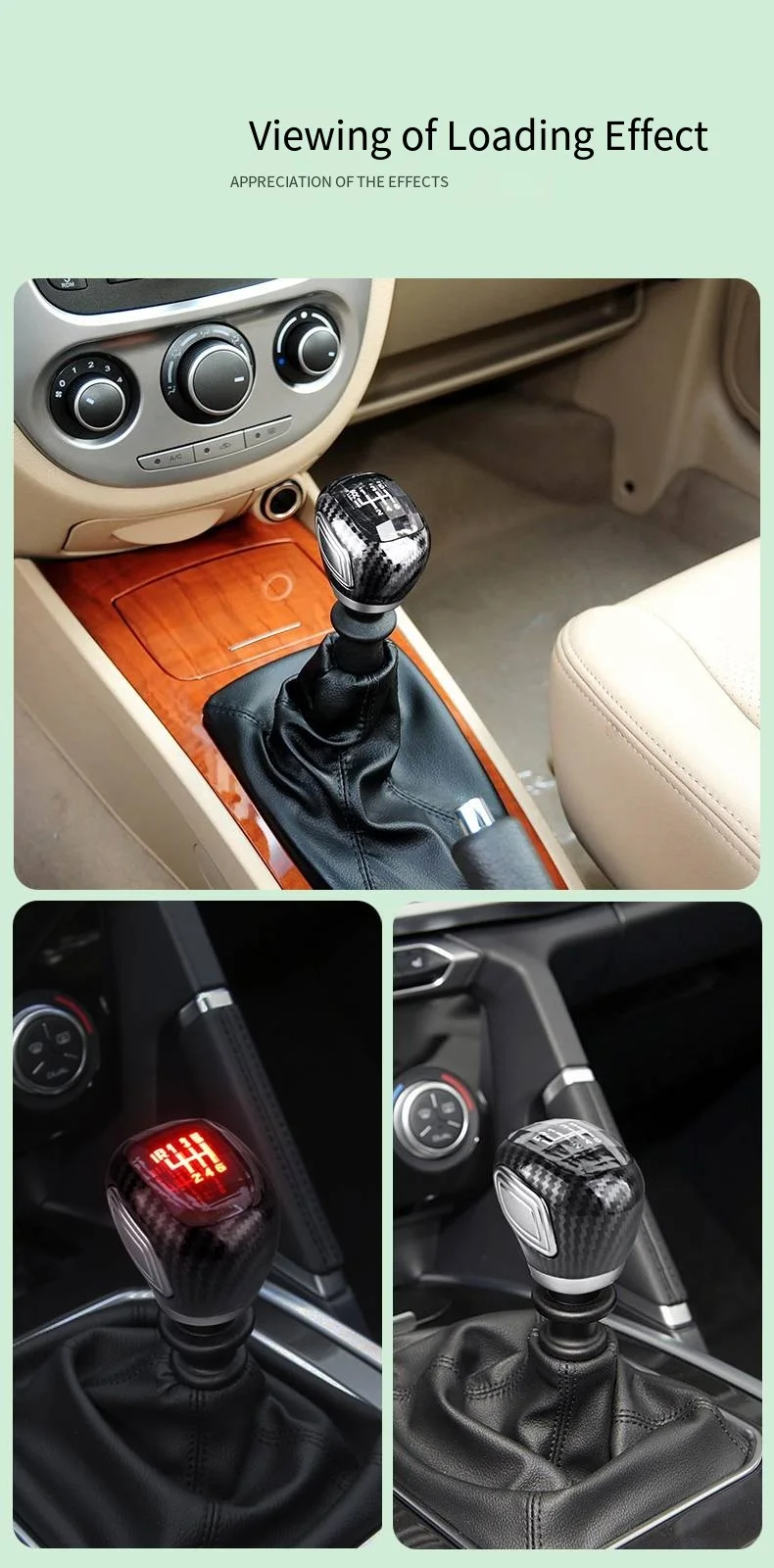 LED Crystal Shift Knob For Manual Transmission, With Reverse Gear Uplift, R135-