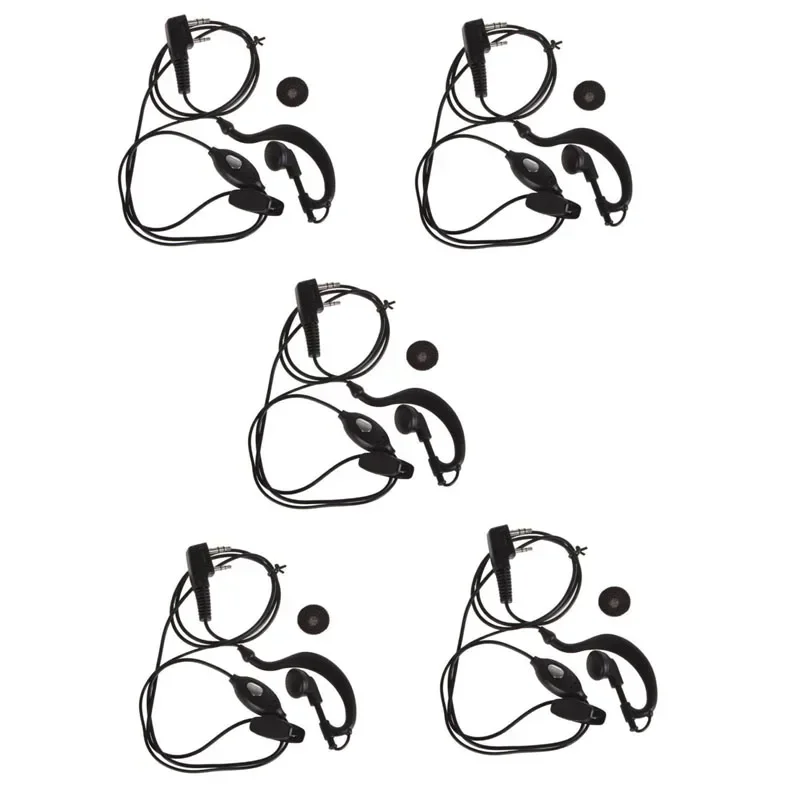 

Lot 5PCS 2 Pin Ear Hook Earphone PTT Mic Speaker Microphone Headset for BaoFeng BF-888S UV-5R UV 5R UV-5RE UV-B5 Kenwood Radio