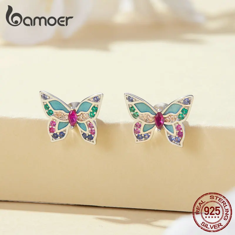 ZNBOH 3 Paia Orecchini Argento 925 Set Per Donna Ragazza Oro 18K Anallergici Orecchini Pendenti Zirconi Farfalline Quadrifoglio Orecchio Cerchio Helix Piercing Trago Conch Orecchini per Fori Multipli