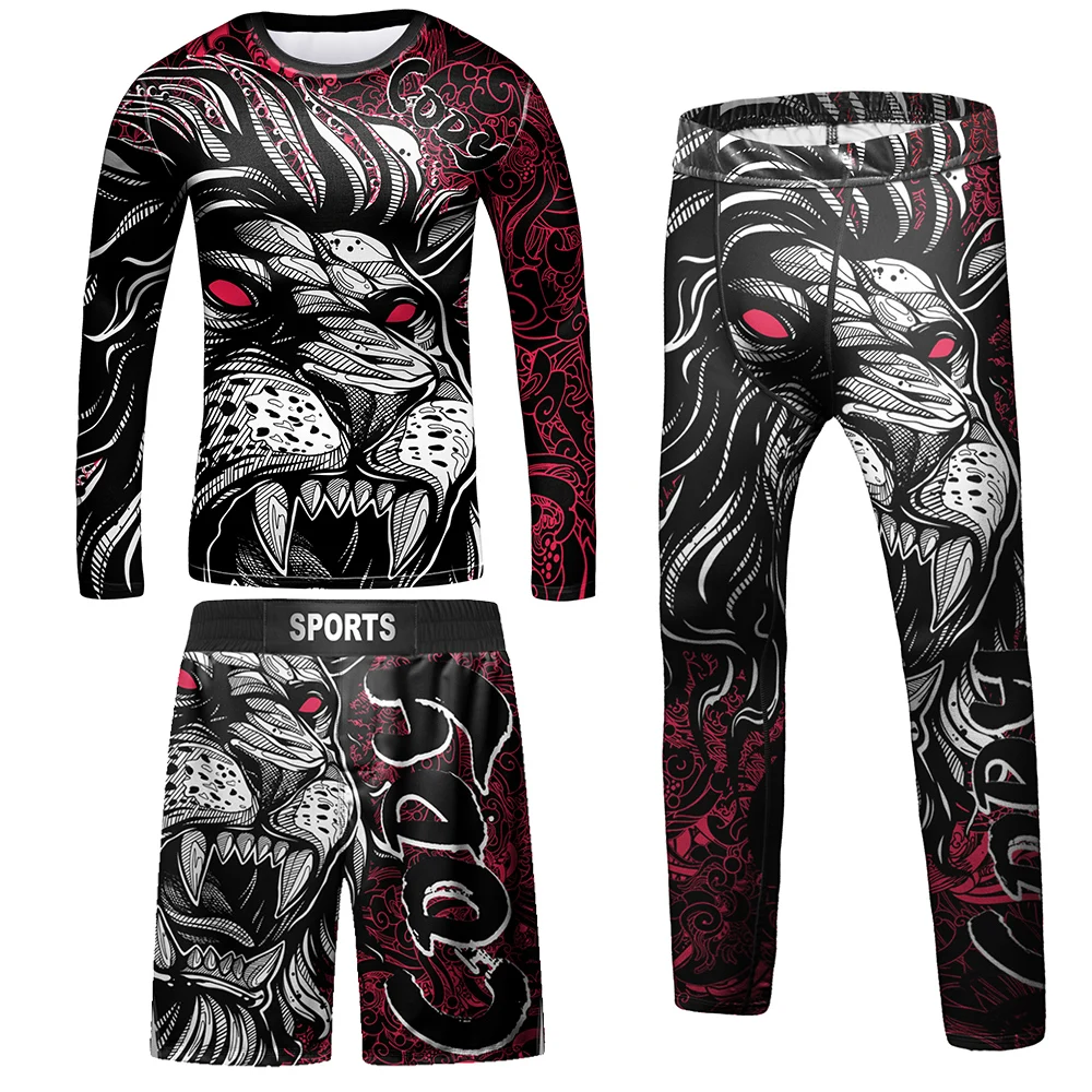 Compression Jersey MMA BJJ Fashion Boys Sets Baby Girl Clothing Set Kids Shorts Sports Bear Sweatshirt Pants 4Pcs Suits Outfits 3