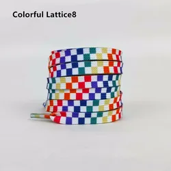 Checkerboard Shoelaces for Trendy Sneakers - Black and White Casual Canvas Shoe Laces (Colorful Lattice)