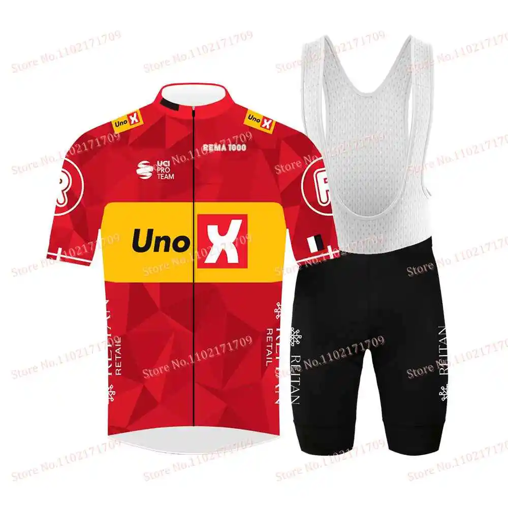 Uno X Team Cycling Jersey Set France Tour Denmark Norway Cycling Clothing Euro Champion Kits Summer Bicycle Bib Shorts