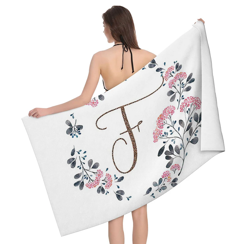 Home bath towels for the body towels bathroom letters and flower quick drying microfiber beach towel man and women large sports 3