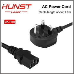 HUNST Universal Black Power Cord, 1.8 Meters (UK Plug)
