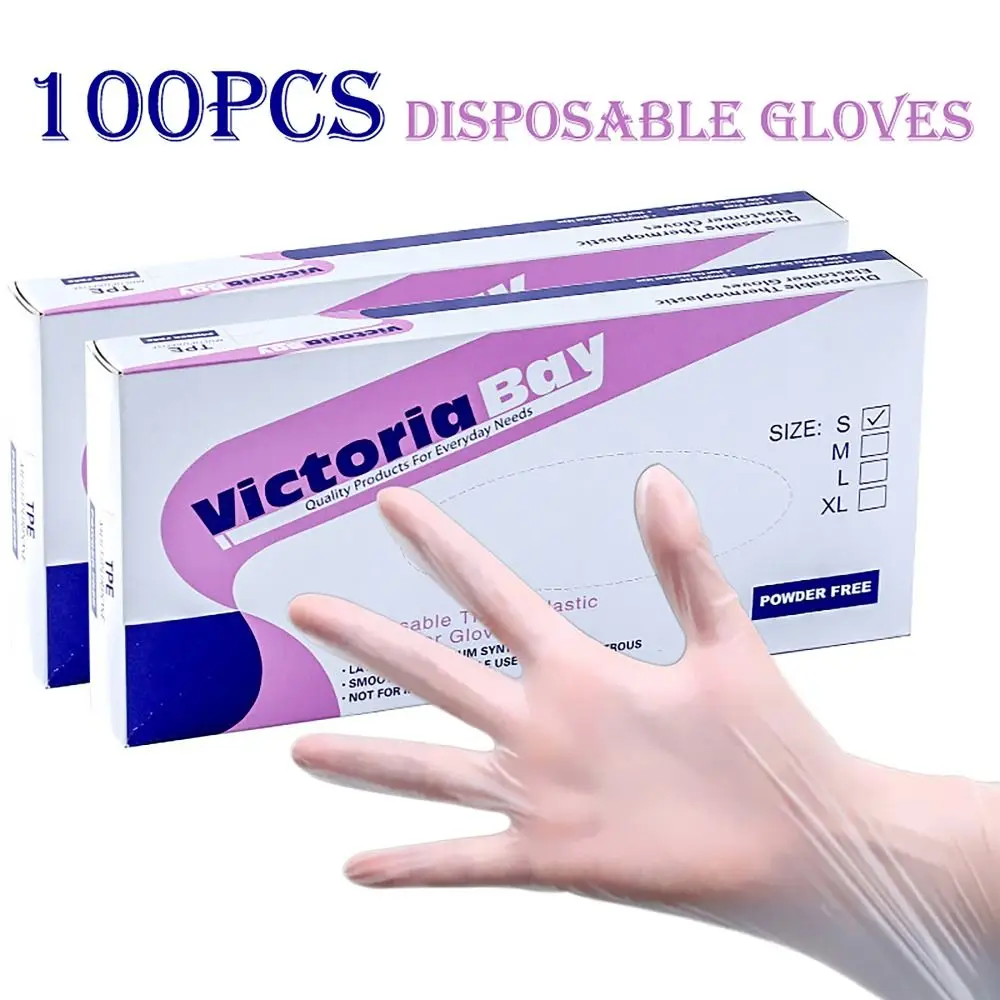 100Pcs Acid Work Safety Disposable Gloves Non-Slip S/M/L/XL Cleaning Gloves Food Grade Transparent Latex Free Gloves Market