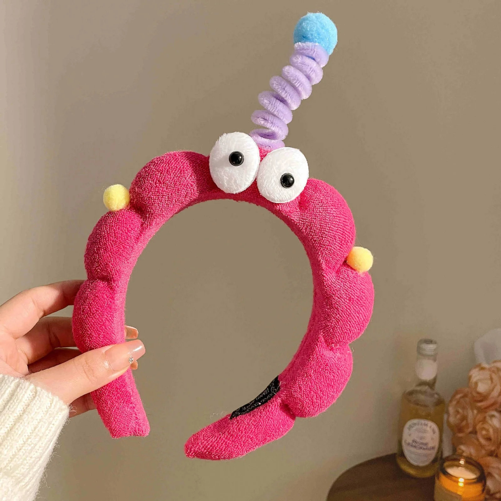 1PC Cute Cartoon Creature Headbands, Colorful Plush Hair Hoops, Perfect For Wash & Skincare, Fun Hair Accessories